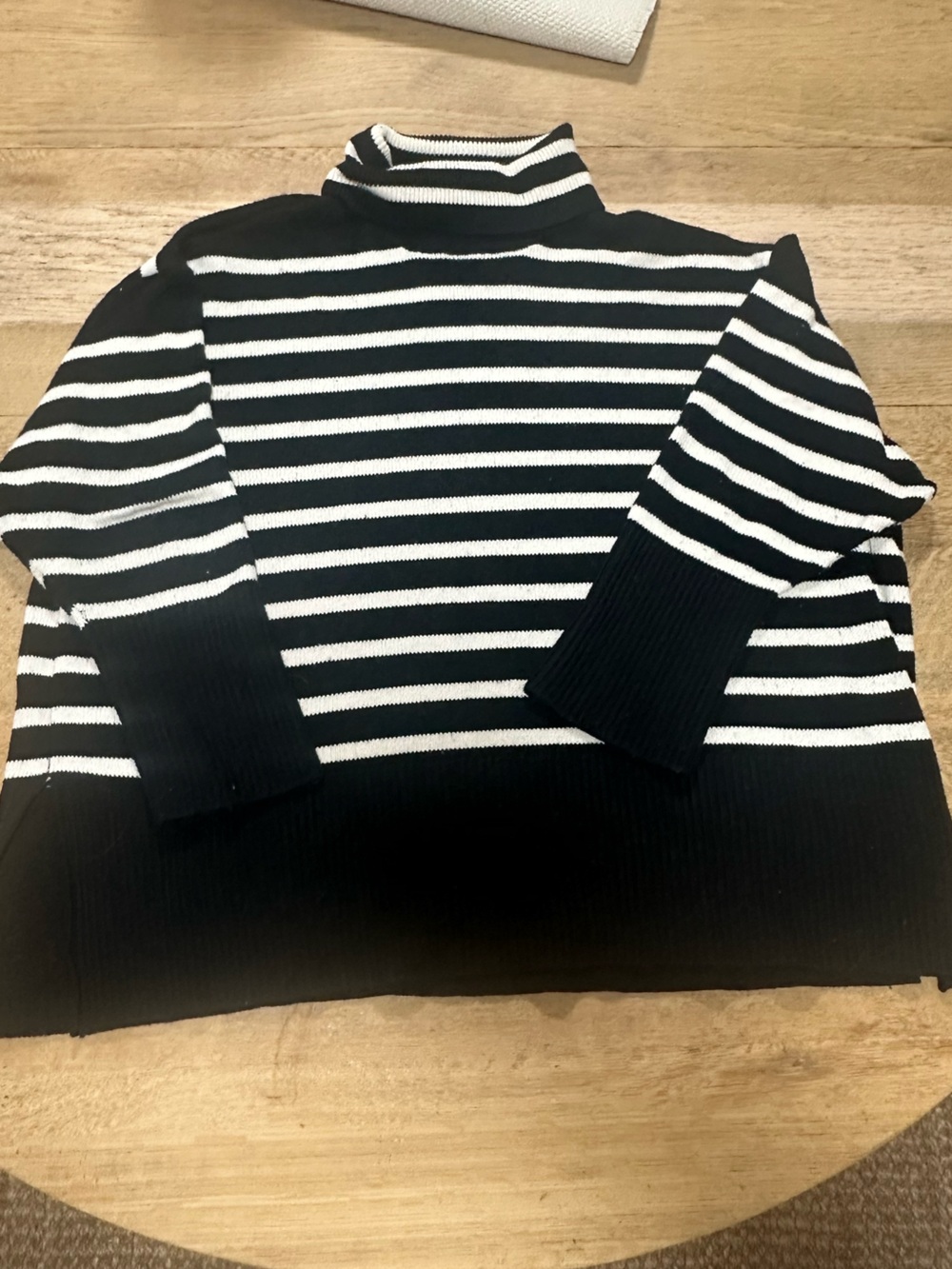 Falls Creek Black and White Striped Turtleneck Sweater